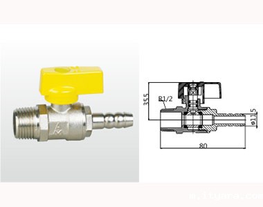 黄铜外螺纹接管燃气球阀结构图