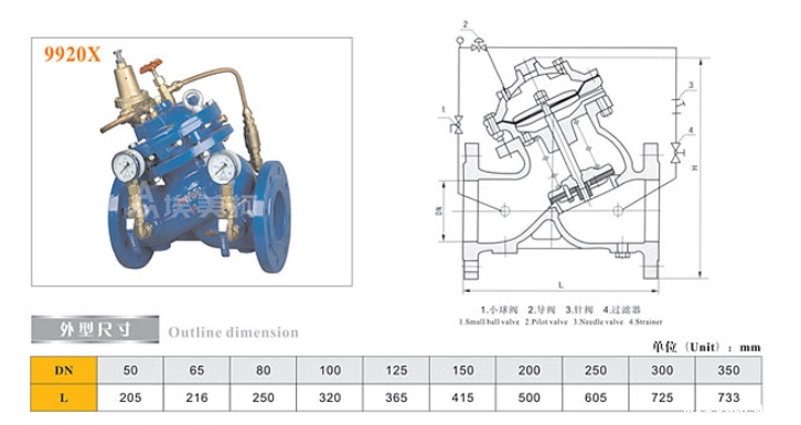 米兰app下载免费安装苹果手机隔膜式可调减压阀9920X结构尺寸图